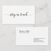 In Touch bleibe Elegantes Schwarzes Skript-Minimal Visitenkarte (Vorne/Hinten)