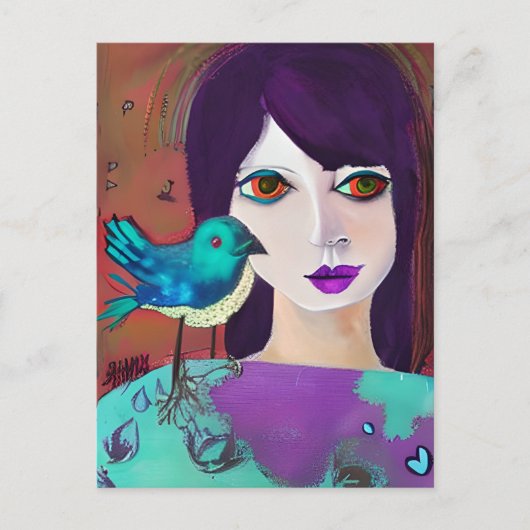 In Touch mit einem Freund behalten | Mädchen und V Postkarte (Vorderseite)