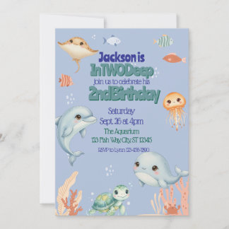 In TWO Deep, Blue Under the Sea 2nd Birthday  Einladung