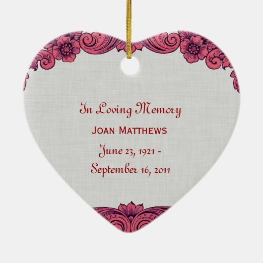 In unserem Herz-Erinnerungstribut rotes Vintages Keramikornament (Hinten)