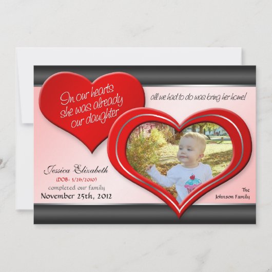 In unserem Herzen - Ankündigungen der Adoption Rot (Vorderseite)