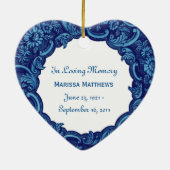 In unserem Herzen FOTO Erinnerungstribut blaues Keramikornament (Hinten)