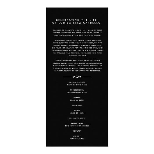 In unseren Herzen Beerdigung Programm weiß schwarz (Vorne)