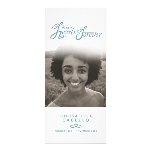 In unseren Herzen Begräbnisprogramm weiß und blau Werbekarte (Hinten)