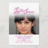 In unseren Herzen Begräbnisprogramm weiß und pink Programm (Vorderseite)