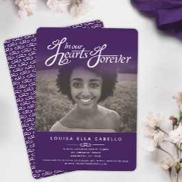 In unseren Herzen Foto Beerdigung lila Einladungen