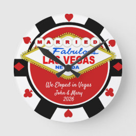 In Vegas geheiratete Poker-Chip-Optik-Wanduhr Runde Wanduhr