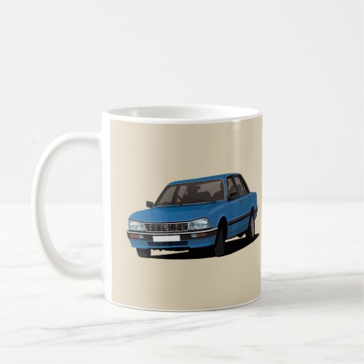 In Verlegenheit bringendes Peugeot 505 - Blau - Kaffeetasse (Links)