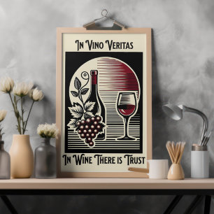 In Vino Veritas Art Deco Roter und Schwarzer Wein Poster