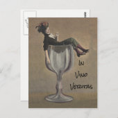 In Vino veritas - im Wein, niedliche Postkarte (Vorne/Hinten)