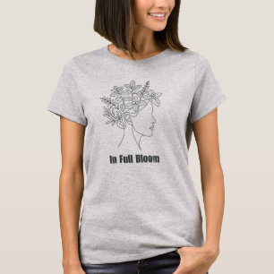 In voller Blüte Botanische Linienstilkunst Frau mi T-Shirt