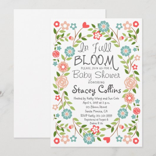 In voller Blütendusche Einladung (Vorne/Hinten)