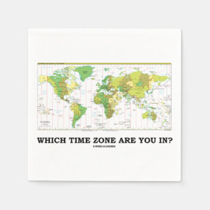 In welcher Zeitzone bist du? Weltkarte Serviette