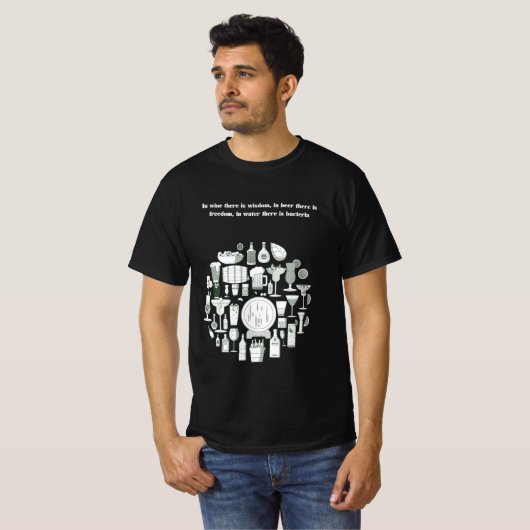 "In wine is wisdom" drucken trendige Männer T - Sh T-Shirt (Vorne ganz)