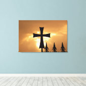 In Wrought-iron Cross ist Fence Leinwanddruck (Insitu (Holzboden))