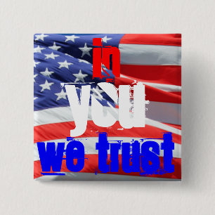 In You We Trust, USA American Flag Colors Button