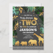 In zwei der wilden Birthday Einladungen Jungtiere (Vorderseite)