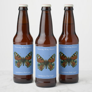 Inachis io - Die europäische Pfauenschmetterling Bierflaschenetikett