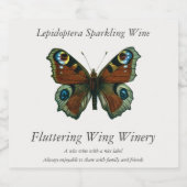 Inachis io - Die europäische Pfauenschmetterling Schaumweinetikett (Einzelnes Label)