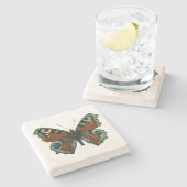 Inachis io - Die europäische Pfauenschmetterling Steinuntersetzer (Seitenansicht)