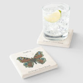 Inachis io - Die europäische Pfauenschmetterling Steinuntersetzer (Seitenansicht)