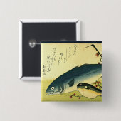 Inada & Fugu - Hiroshige's japanische Fischdrucker Button (Vorne & Hinten)