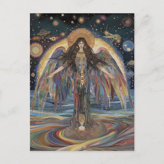 Inanna Anunnaki Goddess Black Rainbow Surreal Postkarte (Vorderseite)