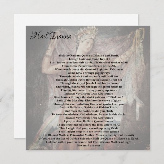 Inanna/Ishtar Aufrufung Pagan Wiccan Note Card Mitteilungskarte (Vorne/Hinten)