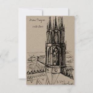 Inc Freehand zeichnete aus Prag mit Liebe Dankeskarte