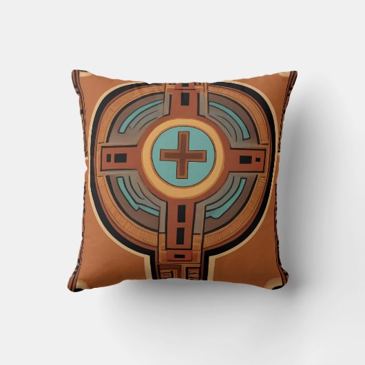 Inca Cross Muster Rot und Gelb Kissen (Rückseite)