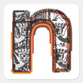 Inca Letter N Artistic Letters Square Sticker (Vorderseite)