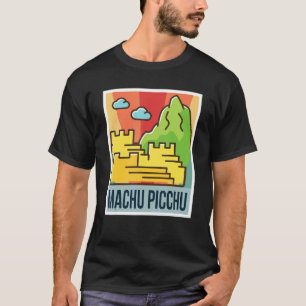 Inca Ruined City Machu Picchu Berge in Pixel T-Shirt
