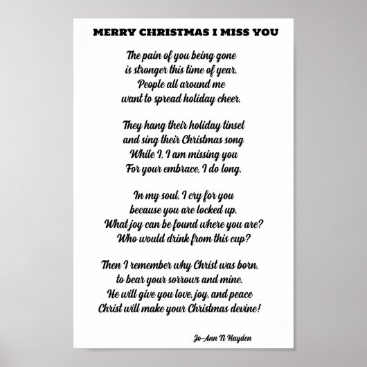 INCARCERATED LIEBT EIN CHRISTMAS POEM POSTER (Vorne)