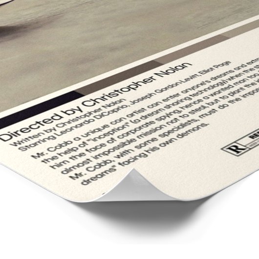 Inception Christopher Nolan Minimalistisch Movie V Poster (Ecke)