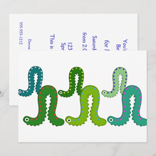 Inch-Wurm-Drill-Team Einladung (Vorne/Hinten)