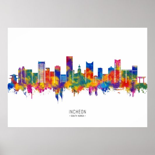 Incheon South Korea Skyline Poster (Vorne)