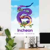 Incheon Südkorea Dragon Poster (Heimbüro)
