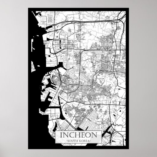Incheon Südkorea Karte Poster (Vorne)