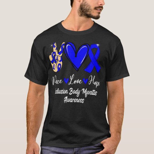 Inclusion Body Myositis IBM Peace Liebe Hope Blue T-Shirt (Vorderseite)