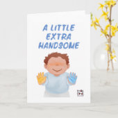 Inclusion for Down Syndrome - Cute Boy Karte (Gelbe Blume)