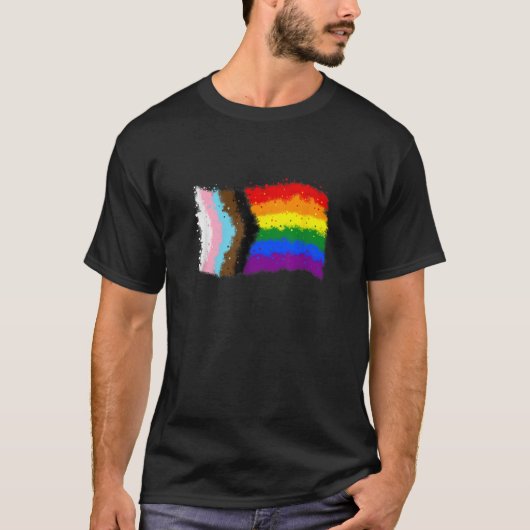 Inclusive Progress Pride Flag Gay Pride LGBTQ Rain T-Shirt (Vorderseite)