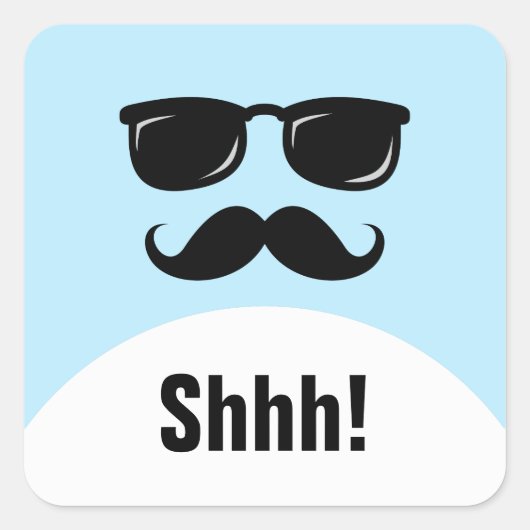 Incognito blaue Überraschung Party shhhh! Aufklebe Quadratischer Aufkleber (Vorderseite)