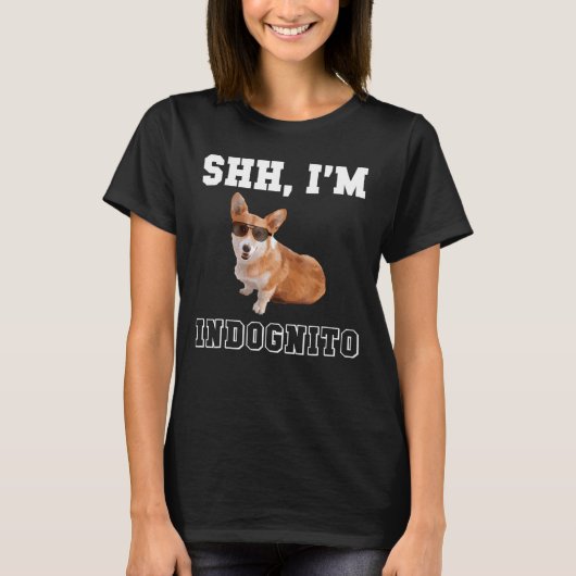 Incognito Corgi Pun mit Brille für Hunde T-Shirt (Vorderseite)