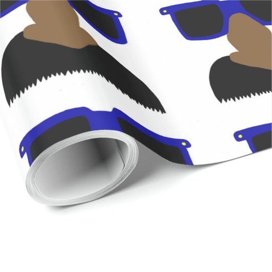 Incognito Mustache & Glasses Wrapping Paper Geschenkpapier (Rolleneckpunkt)
