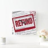 Income Tax Refund Stamp Quadratische Wanduhr (Zuhause)