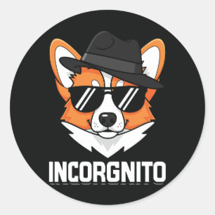 Incorgnito Stealthy Corgi in Shades Runder Aufkleber