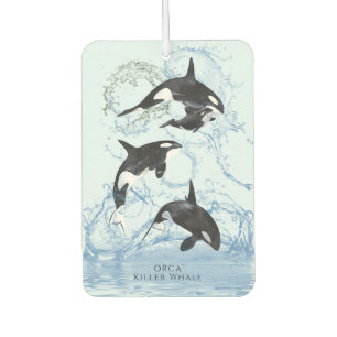 Incredible Black and White Watercolor Orcas Autolufterfrischer