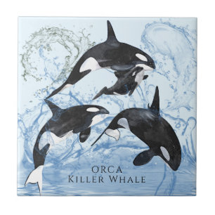 Incredible Black and White Watercolor Orcas Fliese