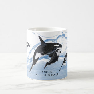 Incredible Black and White Watercolor Orcas Kaffeetasse