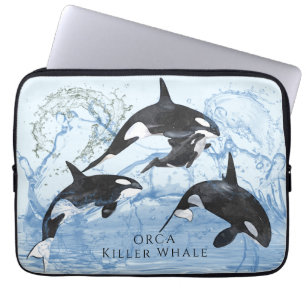 Incredible Black and White Watercolor Orcas Laptopschutzhülle